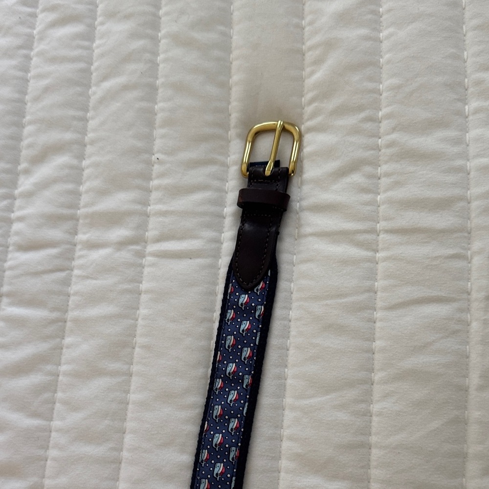 Vineyard Vines Navy and Brown Christmas Kids Belt
